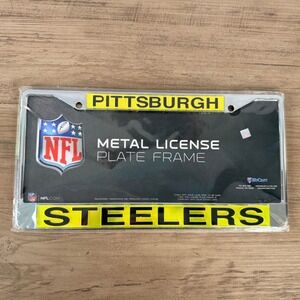 WinCraft Pittsburgh Steelers NFL Metal License Plate Frame Silver Yellow Black